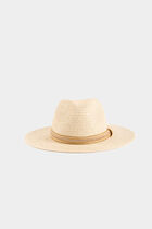 Braided hat jewelled details beige women