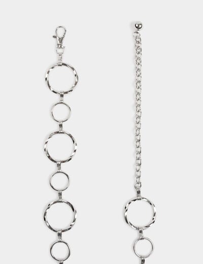 Belt with metal rings silver color women