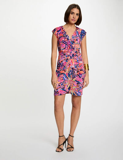 Printed fitted mini dress multicolor women