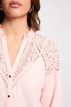 Lace v-neck t-shirt light pink women