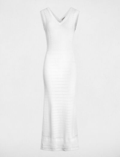 Long knitted openwork dress white women