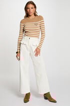 Long-sleeved striped jumper camel women