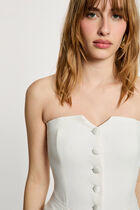 Fitted buttoned bustier white women