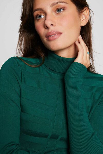 Long-sleeved jumper turtleneck green ladies'