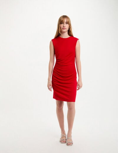 Draped fitted mini dress red women