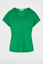 V-neck short-sleeve t-shirt meadow green women