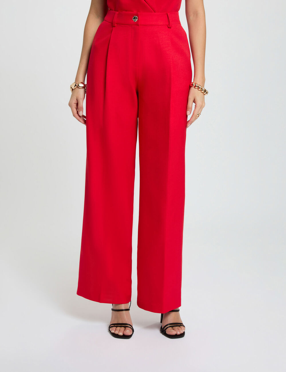 High-waisted wide trousers red women
