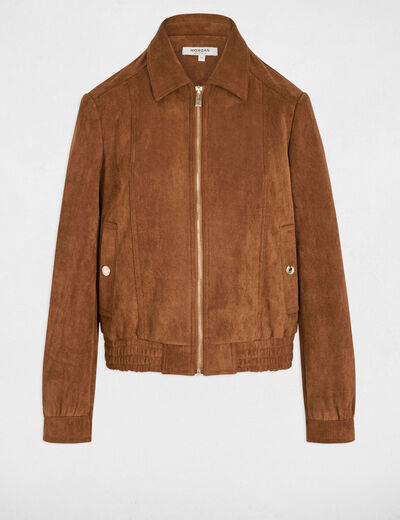 Suede jacket cognac brown women