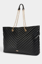Sac cabas matelassé noir femme
