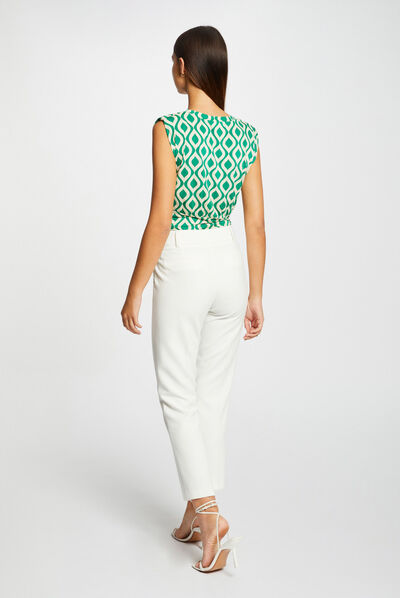 T-shirt geometric print green ladies'