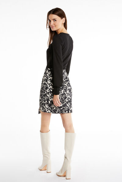 Draped fitted skirt abstract print multico ladies'