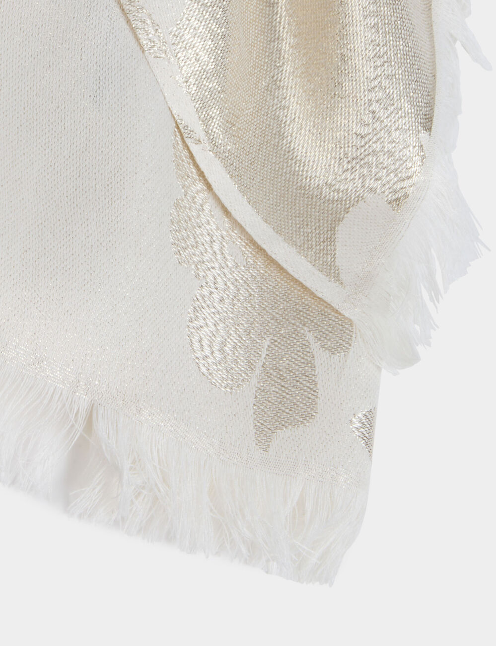 Metallic thread scarf ivory women