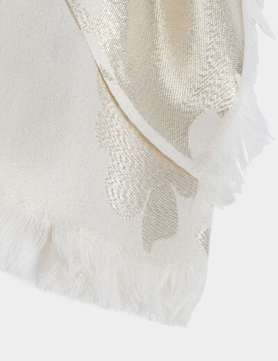 Metallic thread scarf ivory women