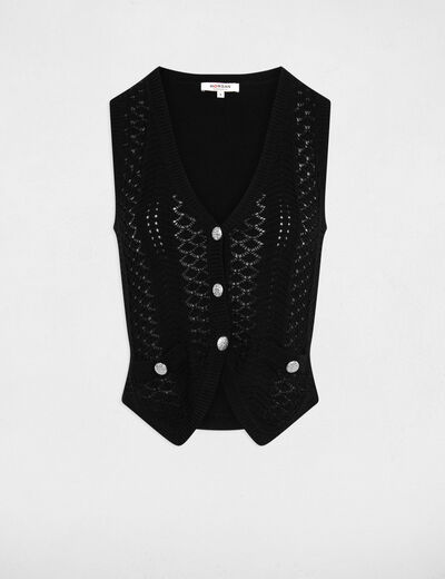 Sleeveless V-neck cardigan black women