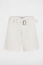 Belted denim shorts white women