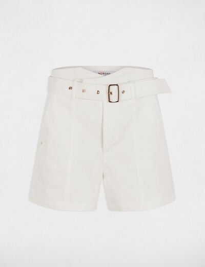 Belted denim shorts white women