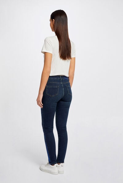 Slim jeans with sequins strips stone denim ladies'