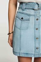 Mini denim skirt bleach denim women