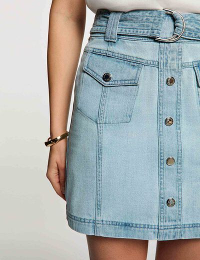 Mini denim skirt bleach denim women