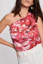 Asymmetric printed top multicolor women