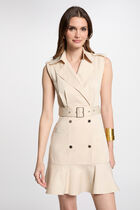 Robe courte portefeuille creme femme