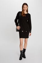 Robe tricot courte droite noir femme