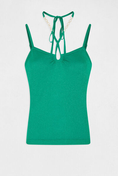 Jumper vest top with crossed straps green ladies'