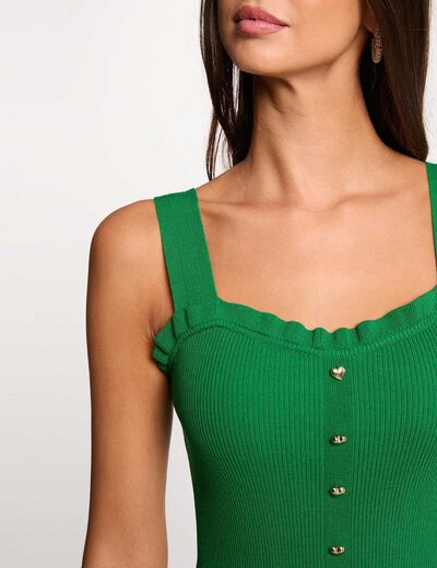 Fitted square-neck tank top meadow green women