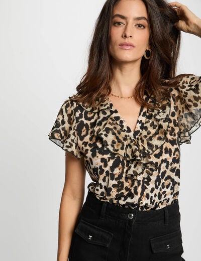 V-neck voile t-shirt multicolor women
