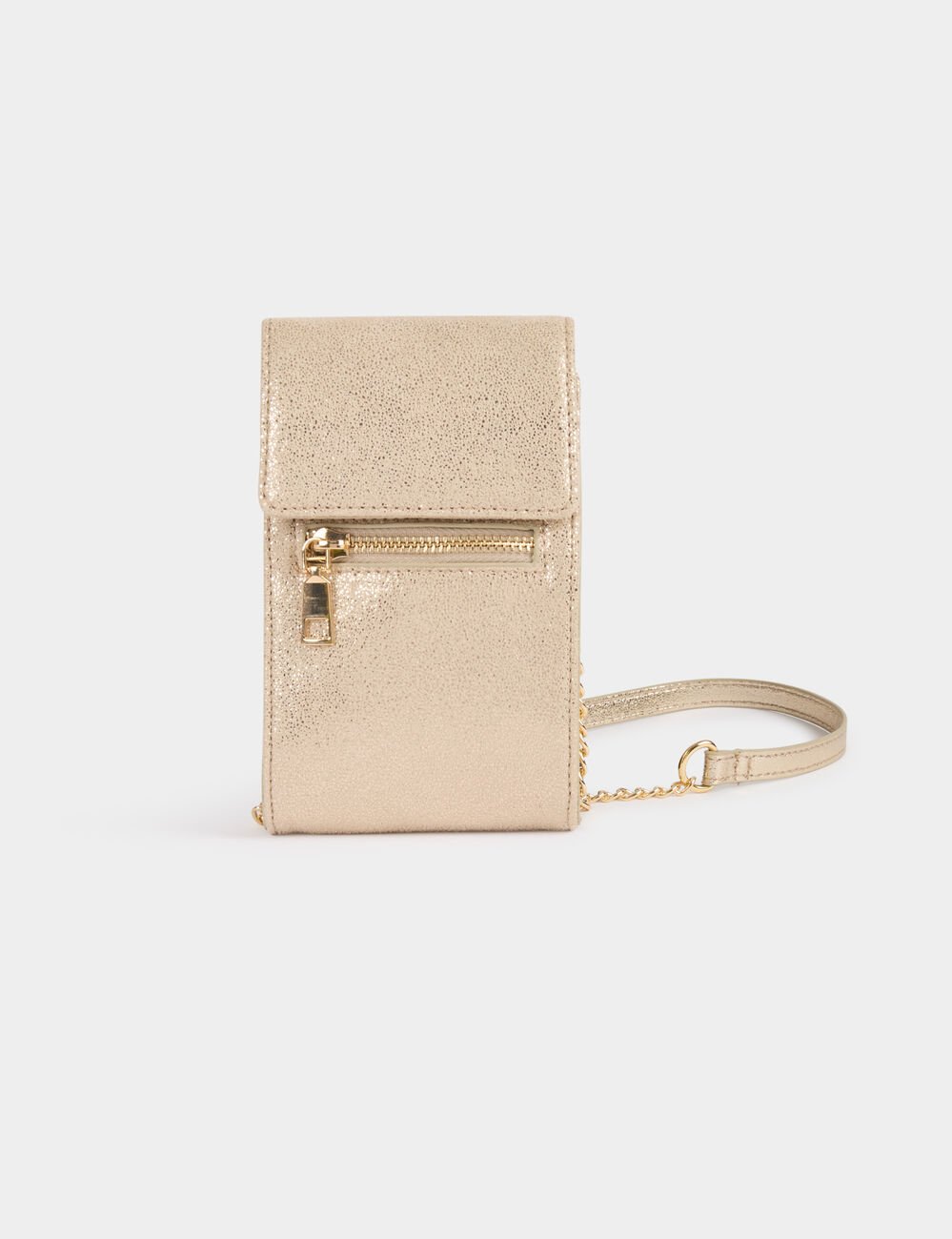 Crossbody metallised phone bag gold yellow women