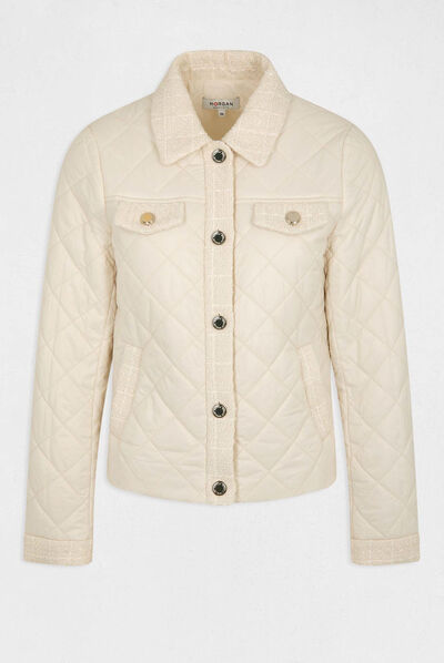 Straight buttoned padded jacket ivory ladies'