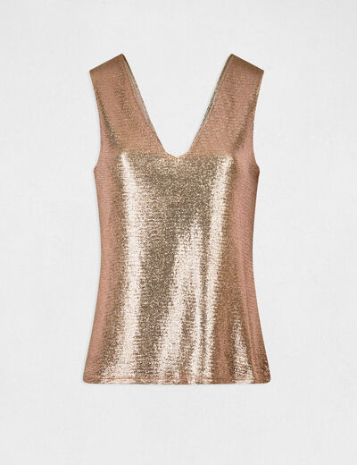 Vest top with metallised threads pink ladies'