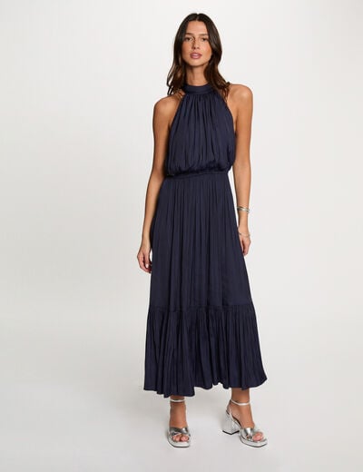 Maxi loose A-line dress navy blue women