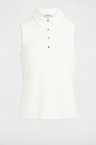 Sleeveless top with a lapel collar white women