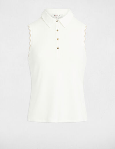 Sleeveless top with a lapel collar white women