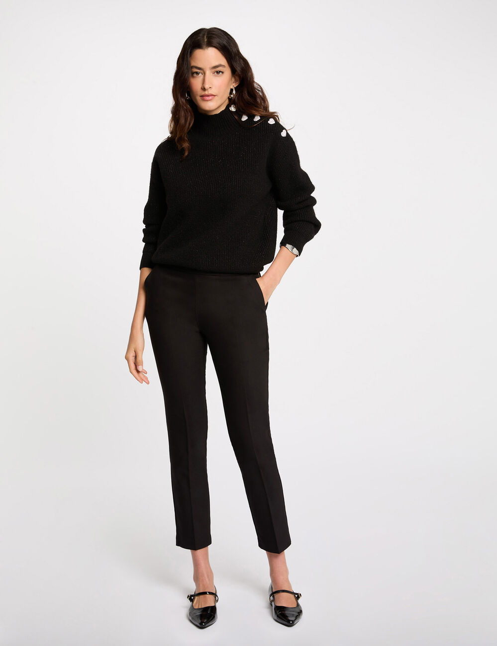 Pantalon cigarette 7/8ème noir femme