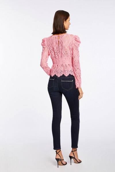 Long-sleeved t-shirt with lace  ladies'