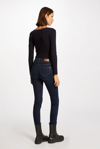 Long-sleeved jumper with V-neck navy ladies'
