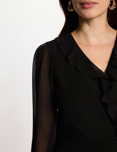 Sheer dress with V-neck black women