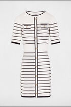 Mini knitted dress stripes white women