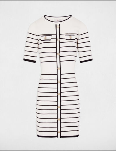 Mini knitted dress stripes white women