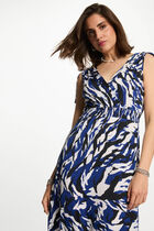 Robe longue droite imprimée multicolore femme