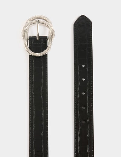 Croc belt with rhinestones black women