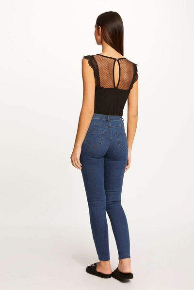 Short-sleeved t-shirt with lace black ladies'