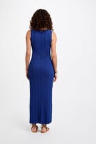 Fitted maxi knitted dress electric blue women