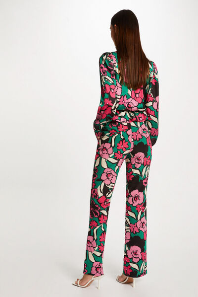 Straight trousers with floral print multico ladies'