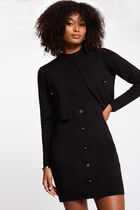Short 2-in-1 effect dress black women