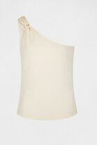 T-shirt with asymmetrical sleeves medium ecru women