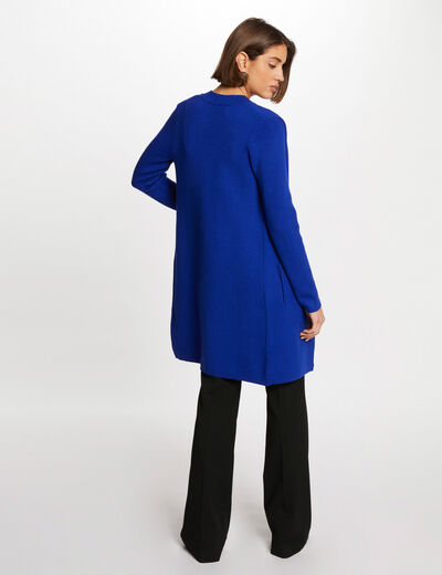 Straight Knit Vest with Notched Collar electric blue women