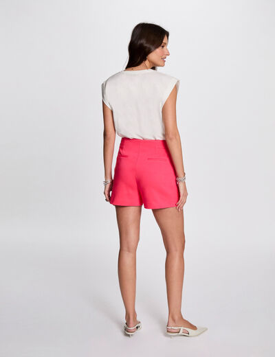 Straight shorts with darts fuchsia pink women
